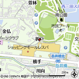 愛知県岡崎市若松町折戸周辺の地図