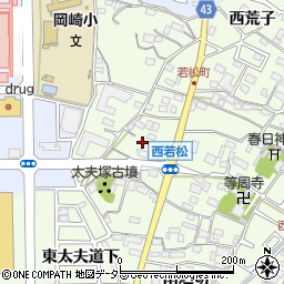 愛知県岡崎市若松町西之切周辺の地図