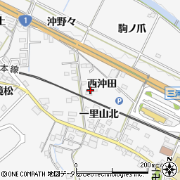 愛知県岡崎市藤川町西沖田72周辺の地図