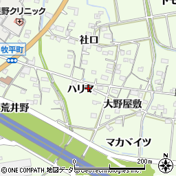 愛知県岡崎市牧平町大野屋敷54周辺の地図