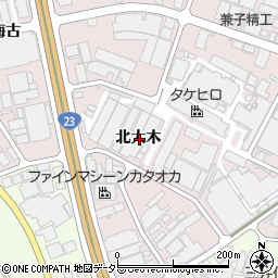 愛知県安城市和泉町北大木周辺の地図