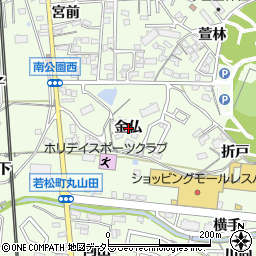 愛知県岡崎市若松町金仏周辺の地図