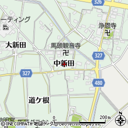愛知県岡崎市美合町中新田周辺の地図