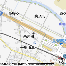 愛知県岡崎市藤川町西沖田38周辺の地図