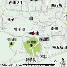 愛知県阿久比町（知多郡）植大（植向山）周辺の地図