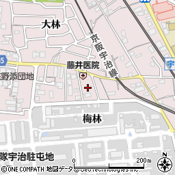 京都府宇治市五ケ庄梅林周辺の地図