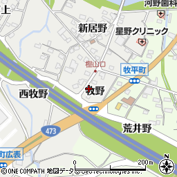 愛知県岡崎市樫山町牧野72周辺の地図