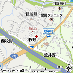 愛知県岡崎市樫山町牧野75周辺の地図