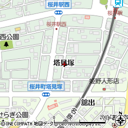 愛知県安城市桜井町塔見塚周辺の地図
