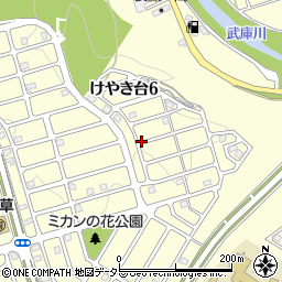 兵庫県三田市けやき台6丁目周辺の地図