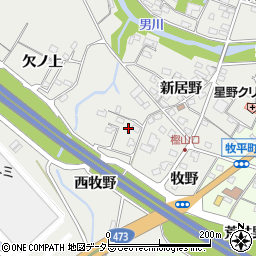 愛知県岡崎市樫山町新居野14周辺の地図