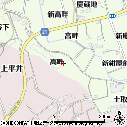 愛知県新城市矢部高畔周辺の地図