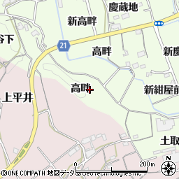 愛知県新城市矢部（高畔）周辺の地図