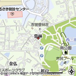 愛知県岡崎市若松町萱林周辺の地図