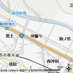 愛知県岡崎市藤川町沖野々周辺の地図