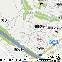 愛知県岡崎市樫山町新居野43周辺の地図