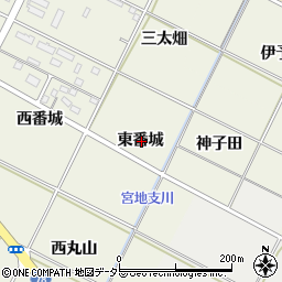 愛知県岡崎市土井町東番城周辺の地図