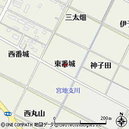 愛知県岡崎市土井町（東番城）周辺の地図