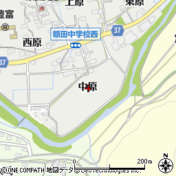 愛知県岡崎市樫山町中原周辺の地図