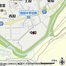 愛知県岡崎市樫山町（中原）周辺の地図