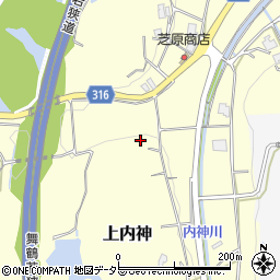 兵庫県三田市上内神周辺の地図