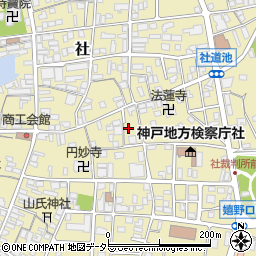 兵庫県加東市社周辺の地図