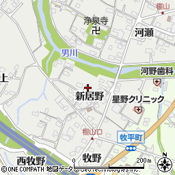 愛知県岡崎市樫山町新居野47周辺の地図