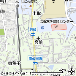 愛知県岡崎市若松町宮前23周辺の地図