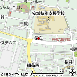 愛知県安城市桜井町伝左周辺の地図
