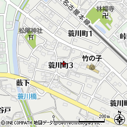 愛知県岡崎市蓑川町中屋敷周辺の地図