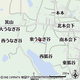 愛知県知多郡阿久比町植大東うなぎ谷周辺の地図