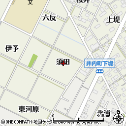 愛知県岡崎市井内町須田周辺の地図