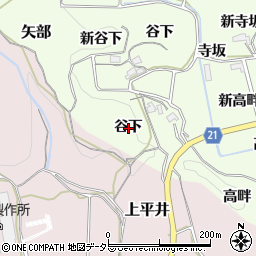 愛知県新城市矢部谷下周辺の地図