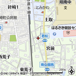 愛知県岡崎市若松町宮前13周辺の地図