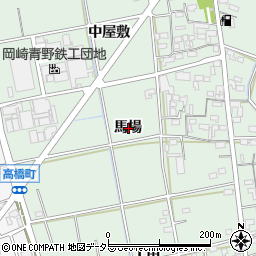 愛知県岡崎市上青野町馬場周辺の地図