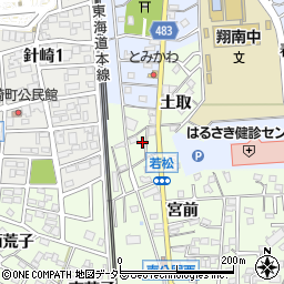 愛知県岡崎市若松町宮前21周辺の地図