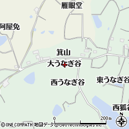 愛知県知多郡阿久比町植大大うなぎ谷周辺の地図