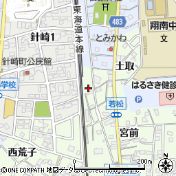 愛知県岡崎市若松町宮前7周辺の地図