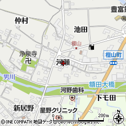 愛知県岡崎市樫山町河瀬周辺の地図