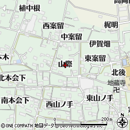 愛知県知多郡阿久比町植大山際周辺の地図
