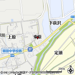 愛知県岡崎市樫山町東原周辺の地図