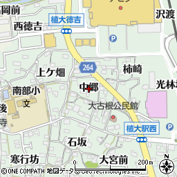 愛知県知多郡阿久比町植大中郷周辺の地図