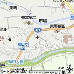 愛知県岡崎市樫山町市場周辺の地図