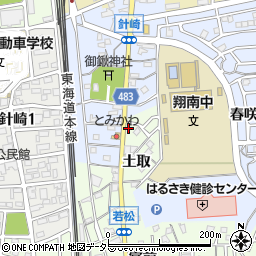 愛知県岡崎市若松町土取44周辺の地図