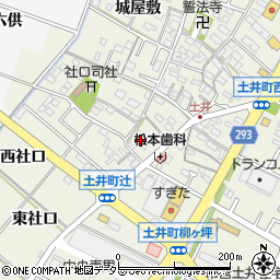 愛知県岡崎市土井町（辻）周辺の地図