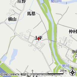 愛知県岡崎市樫山町上平周辺の地図