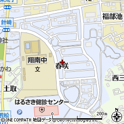 愛知県岡崎市針崎町（春咲）周辺の地図