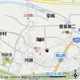愛知県岡崎市樫山町池田周辺の地図