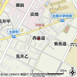 愛知県岡崎市土井町（西善道）周辺の地図
