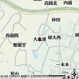 愛知県阿久比町（知多郡）植大（大北浦）周辺の地図